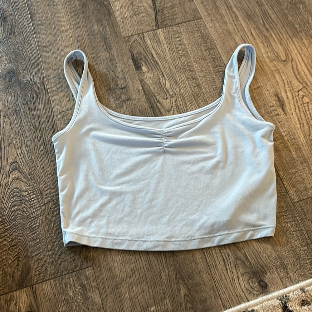 Alphalete square neck blue tank